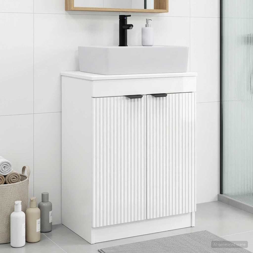 Badmøbel med vask Høgglans hvit 54 x 35 x 83 cm Konstruert tre