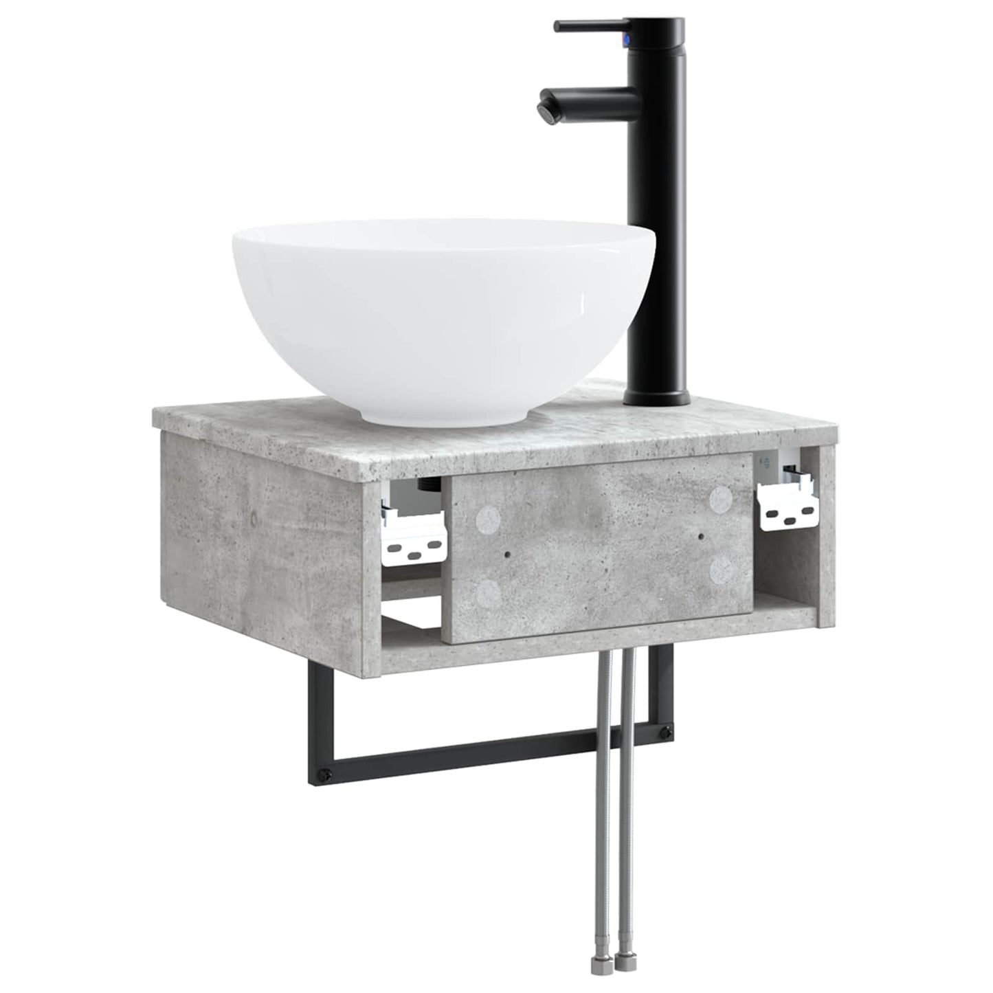 Vegghengt vask Betonggrå 40 x 35 x 39 cm Konstruert tre