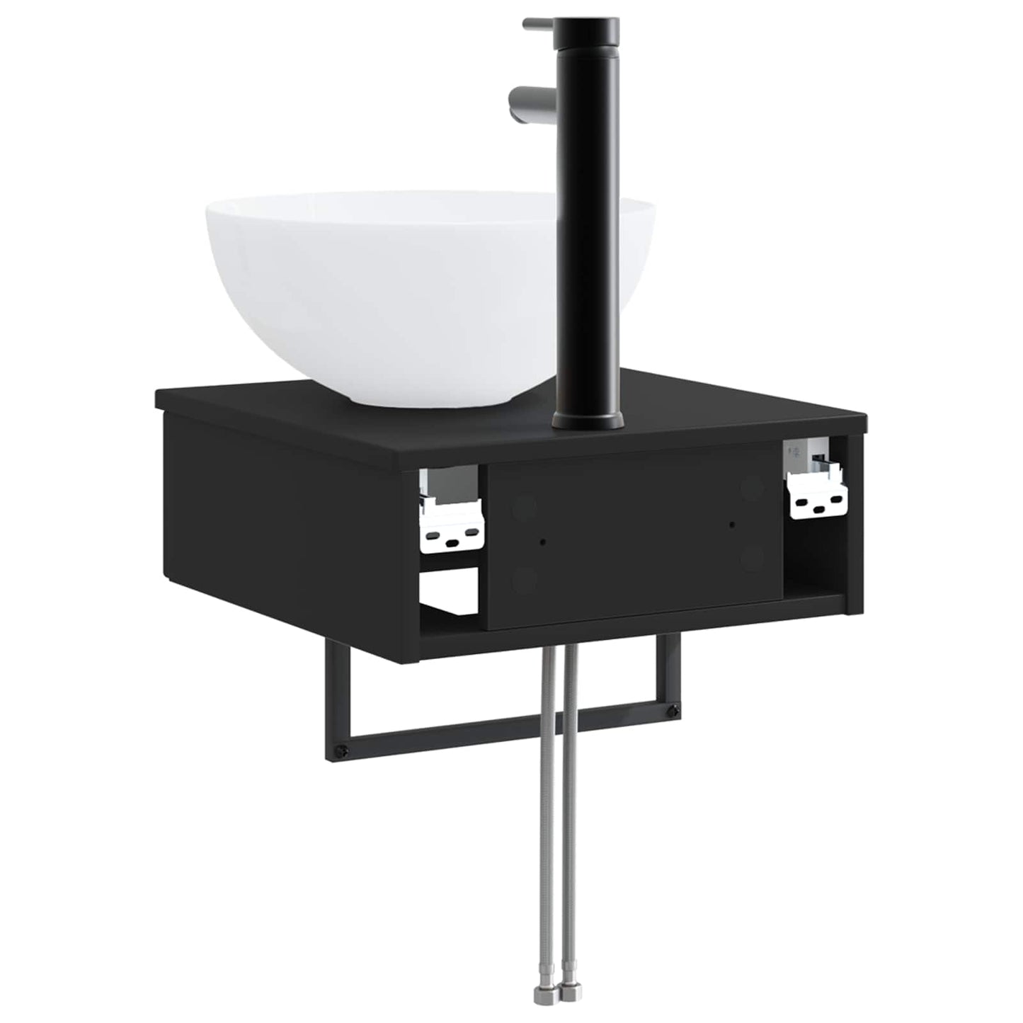 Vegghengt vask Svart 40 x 41 x 40,5 cm Konstruert tre
