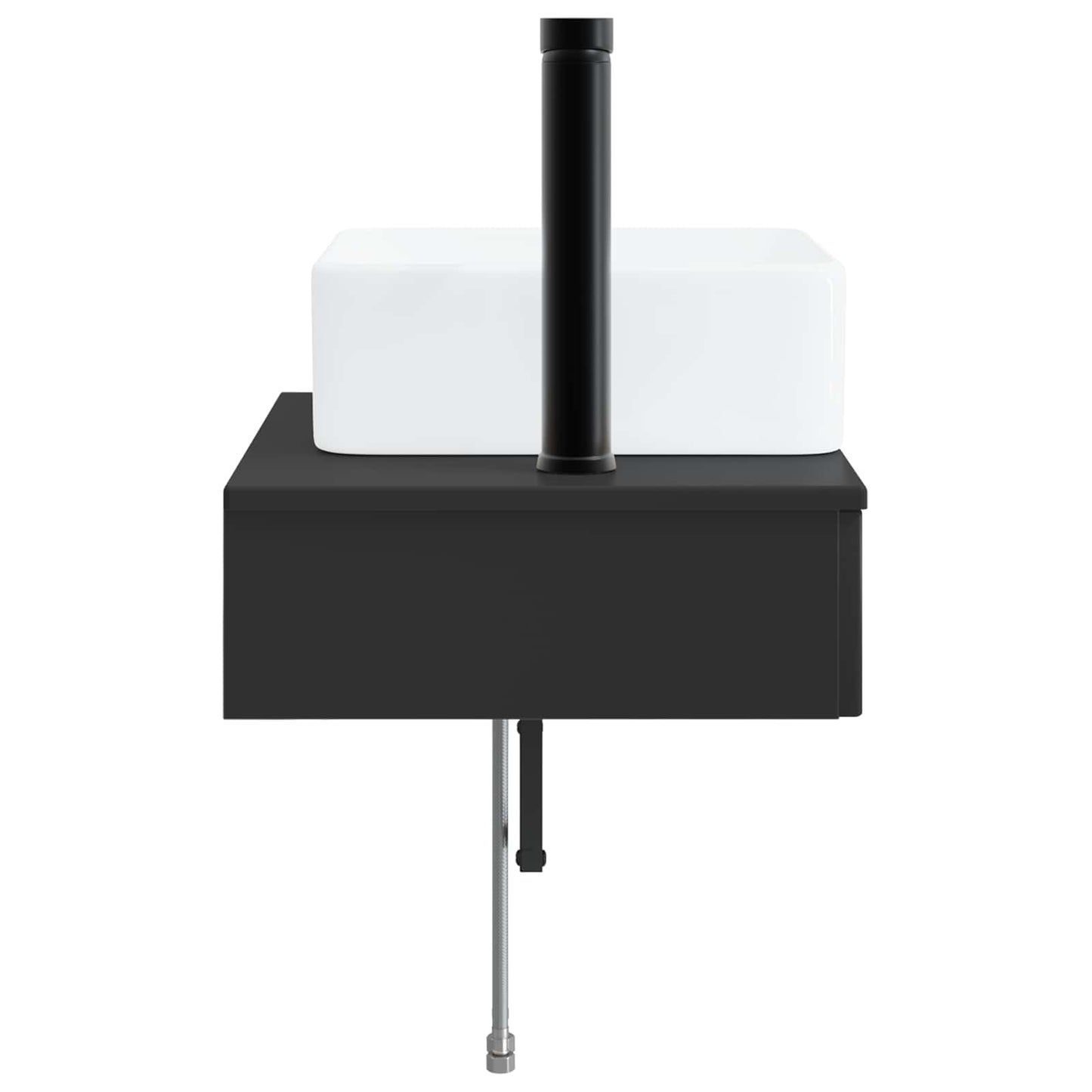 Vegghengt vask Svart 50 x 41 x 39 cm Konstruert tre
