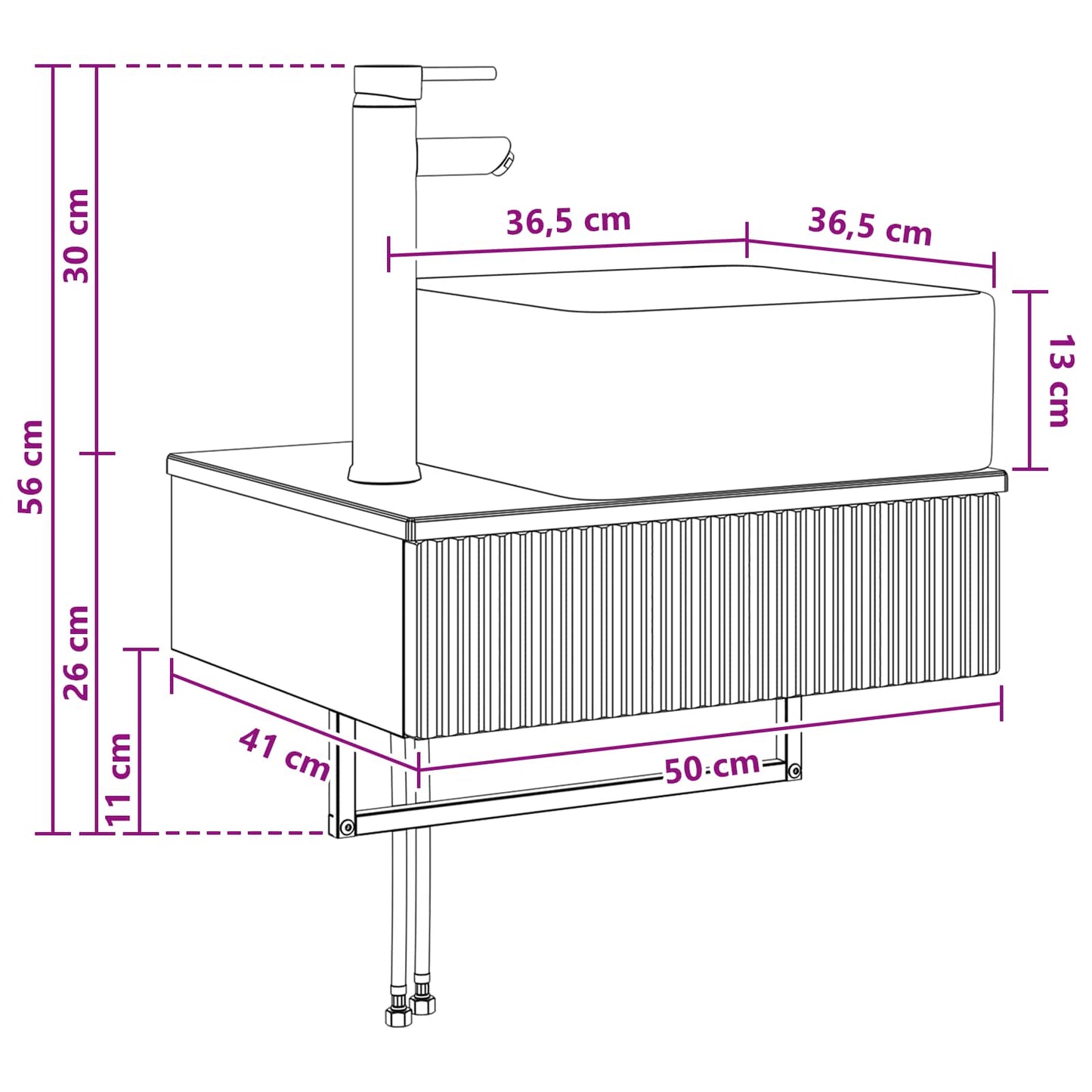 Vegghengt vask Artisan eik 50 x 41 x 39 cm Konstruert tre