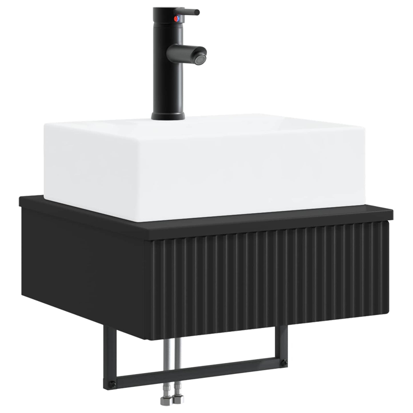 Vegghengt vask Svart 40 x 41 x 39 cm Konstruert tre