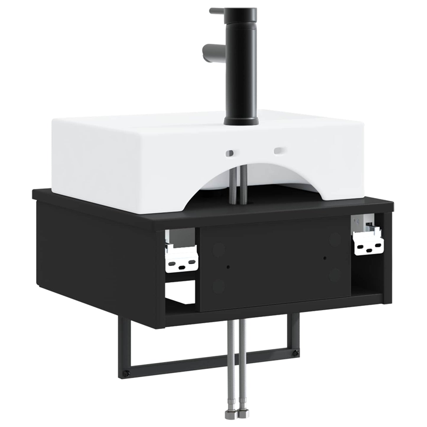 Vegghengt vask Svart 40 x 41 x 39 cm Konstruert tre