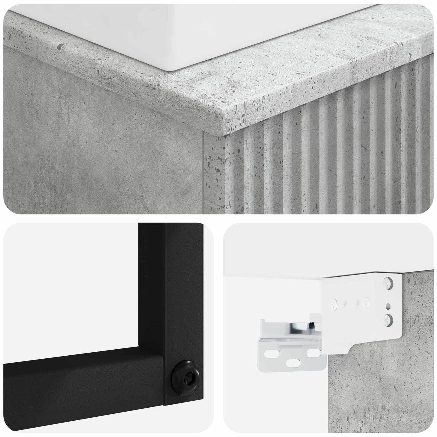 Vegghengt vask Betonggrå 40 x 41 x 39 cm Konstruert tre