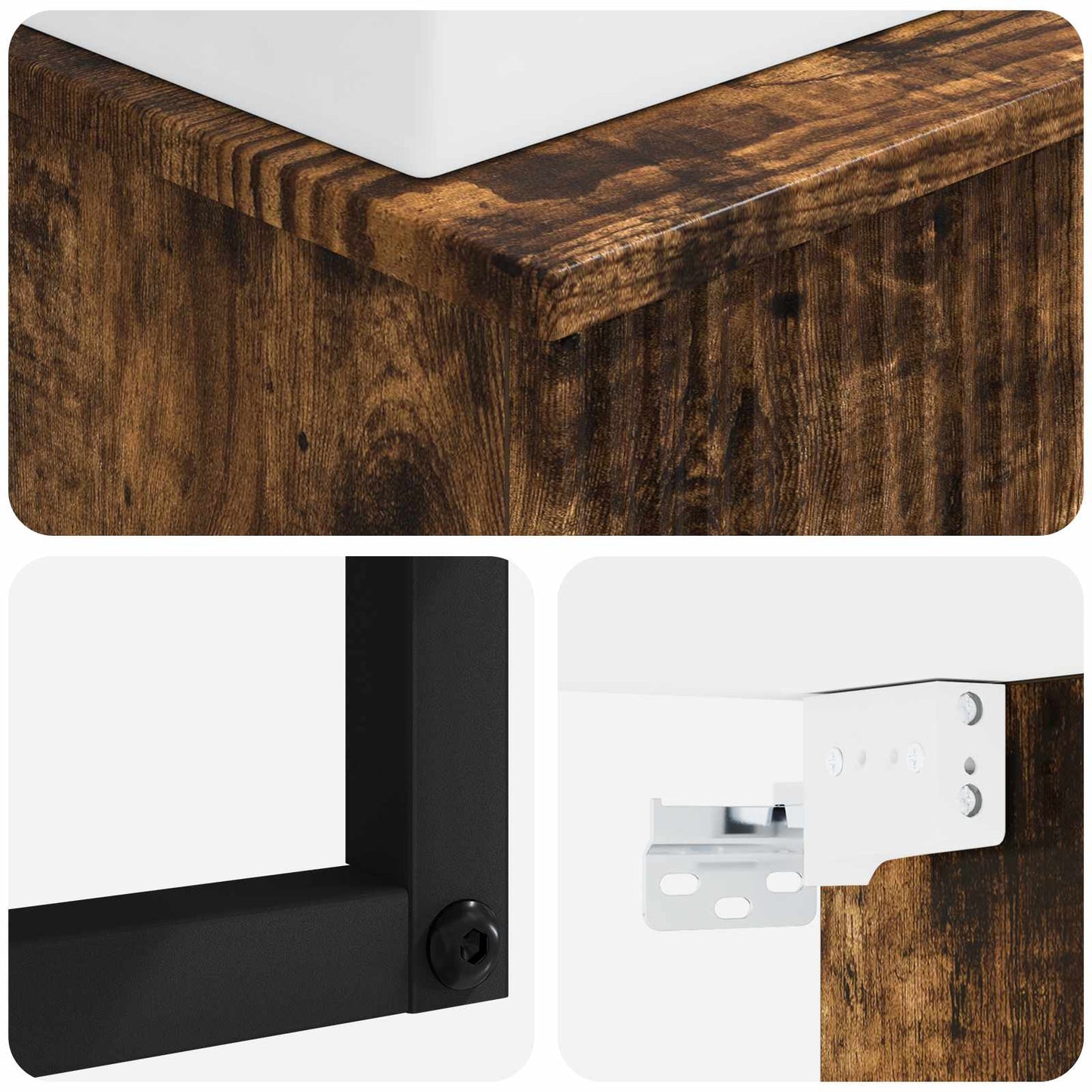 Vegghengt vask Røkt Eik 40 x 41 x 39 cm Konstruert tre