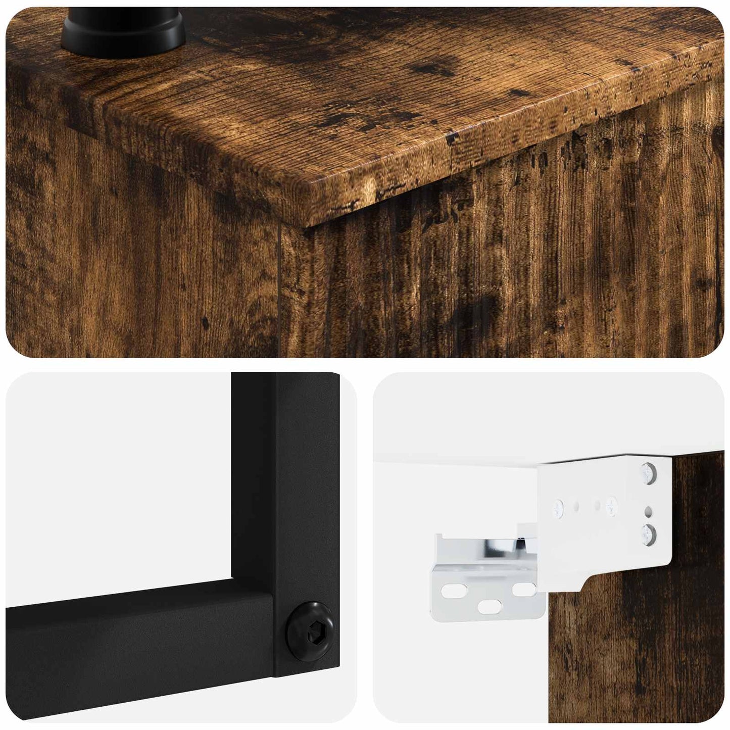 Vegghengt vask Røkt Eik 53 x 35 x 39 cm Konstruert tre