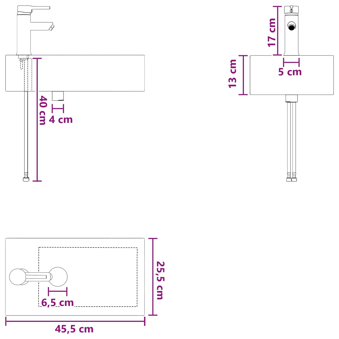 Vaskeservant for bad Krom 45,5 x 25,5 x 13 cm Metall