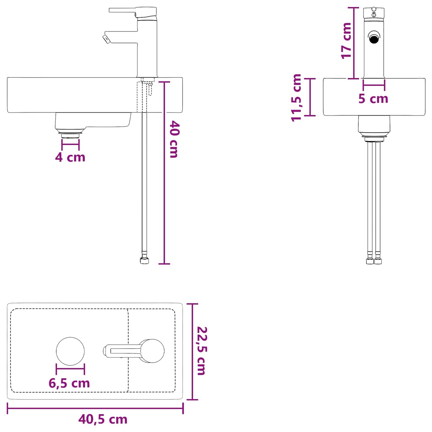 Vaskeservant for bad Krom 40,5 x 22,5 x 11,5 cm Metall