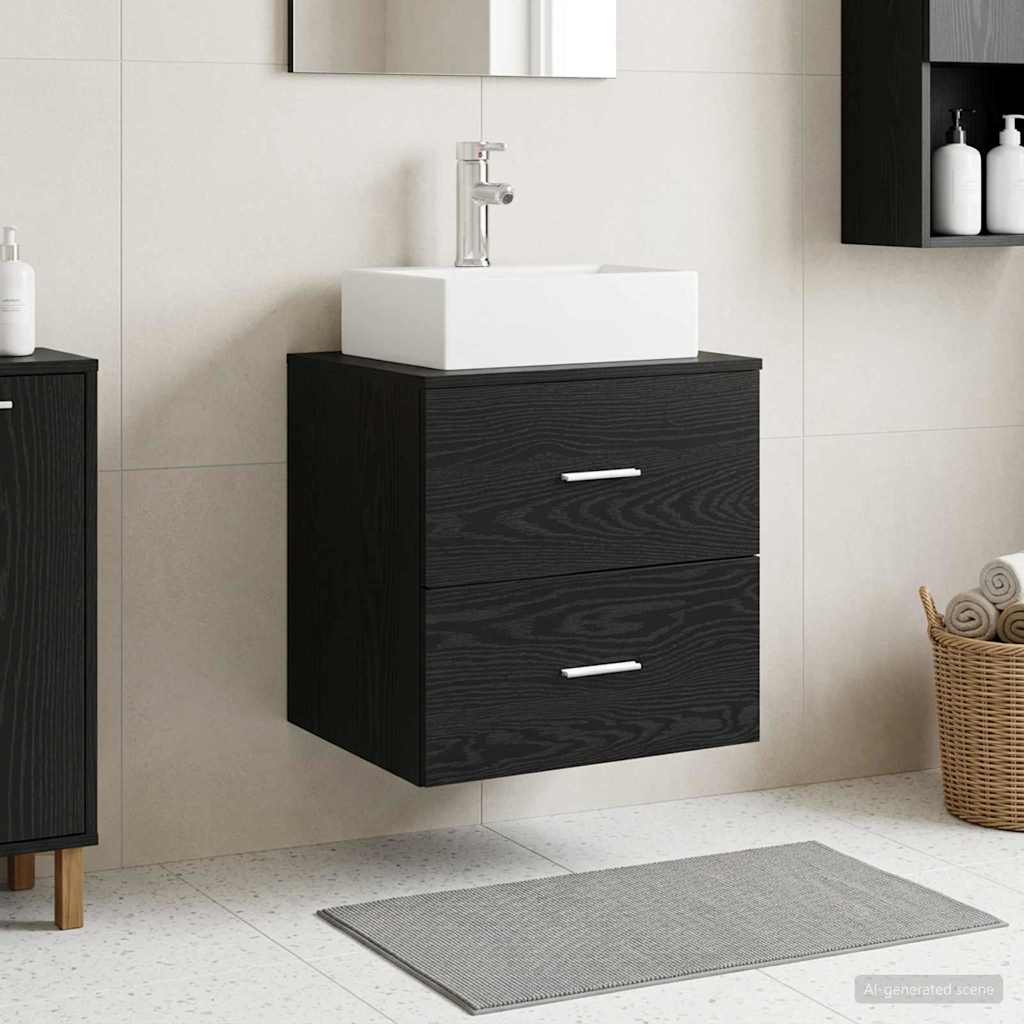 Vegghengt vaskeservant Svart eik 49,5 x 41 x 62,5 cm