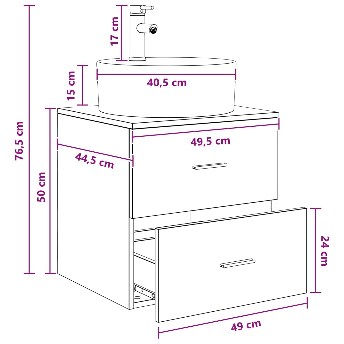 Vegghengt vaskeservant Hvit 49,5 x 44,5 x 65 cm Konstruert tre