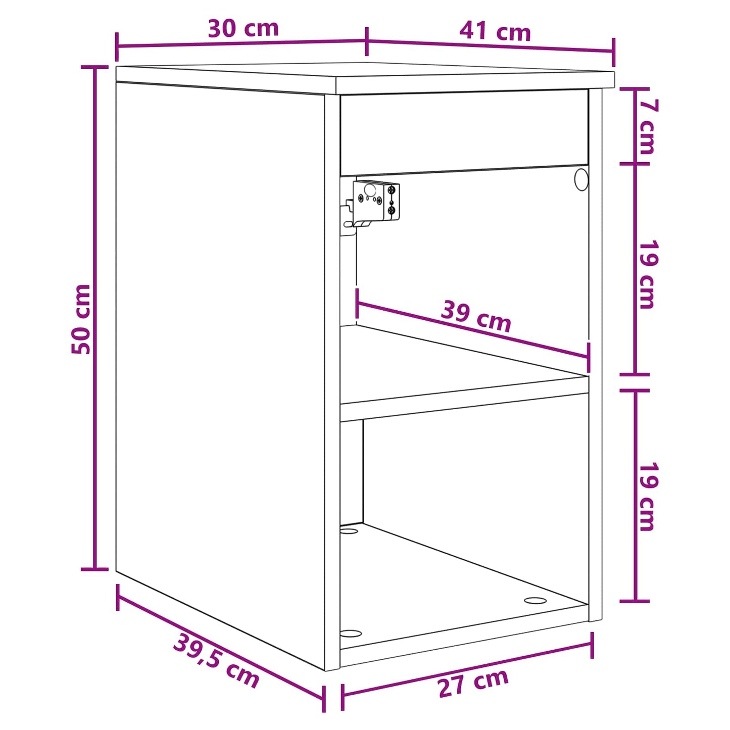 Baderomsskap I mellom Gammelt tre 30 x 41 x 50 cm