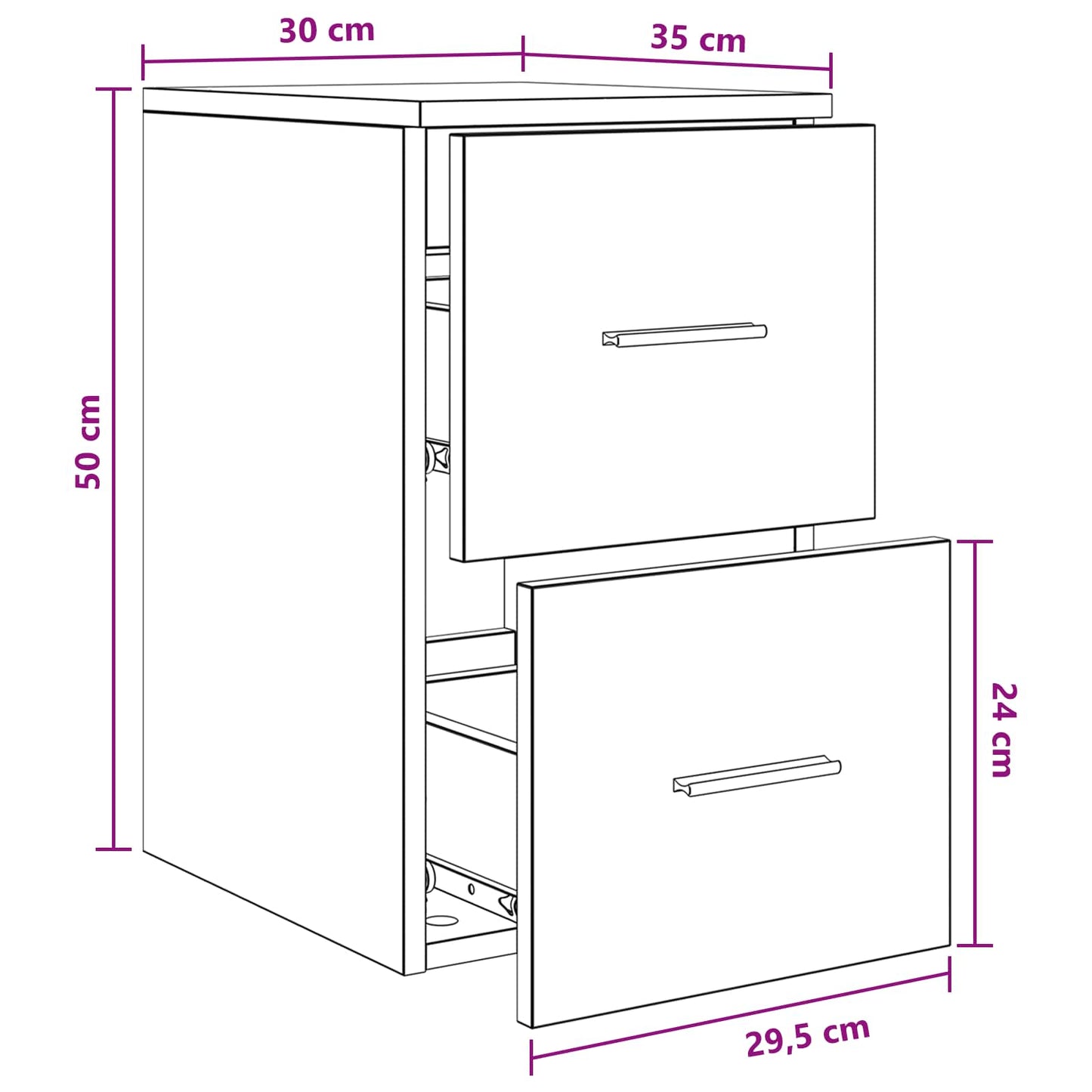 Baderomsskap I mellom Svart eik 30 x 35 x 50 cm Konstruert tre