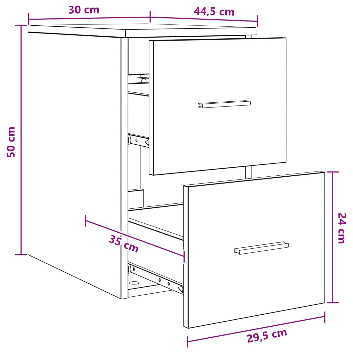 Baderomsskap I mellom Gammelt tre 30 x 44,5 x 50 cm