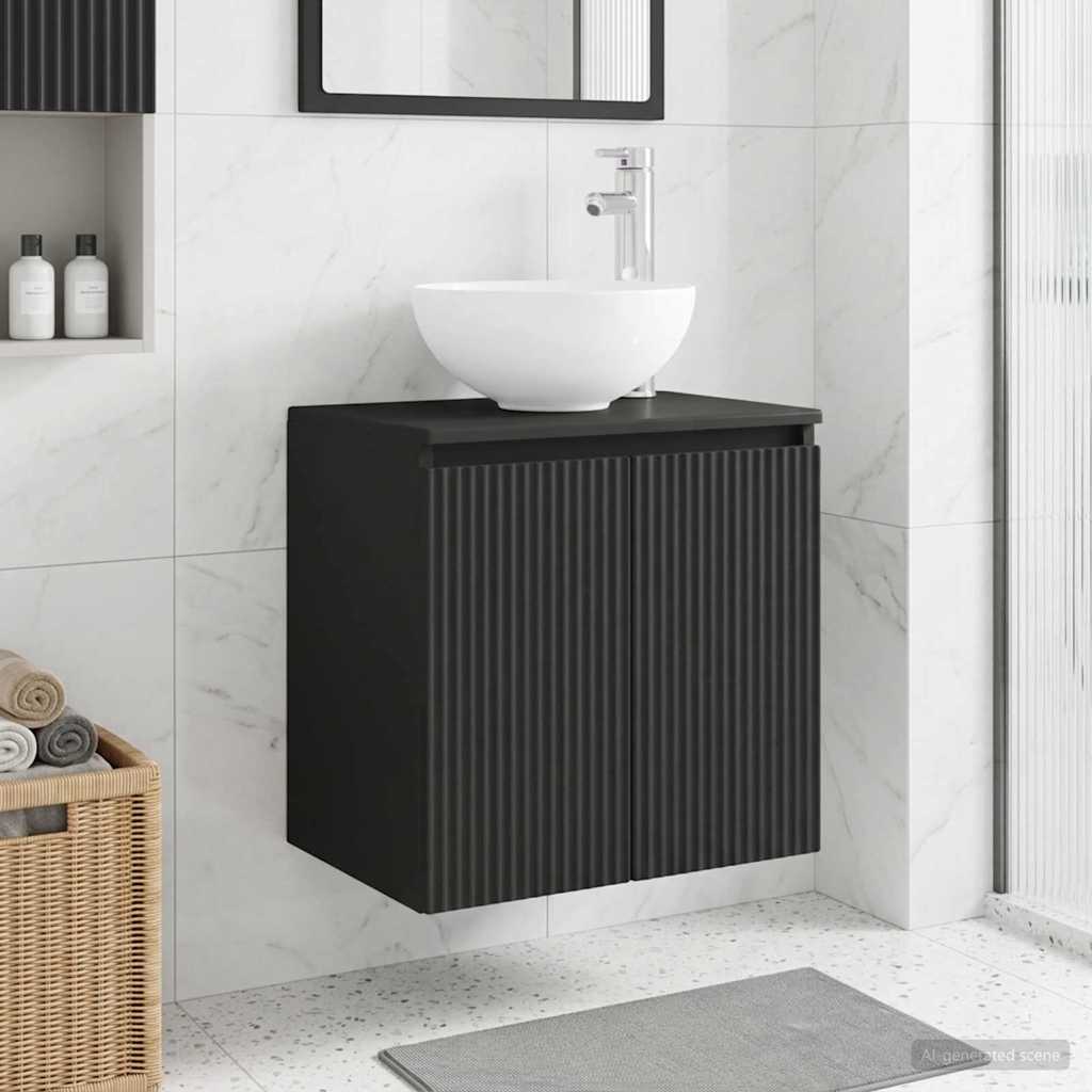 Vegghengt vaskeservant Svart 49,5 x 35 x 63 cm Konstruert tre