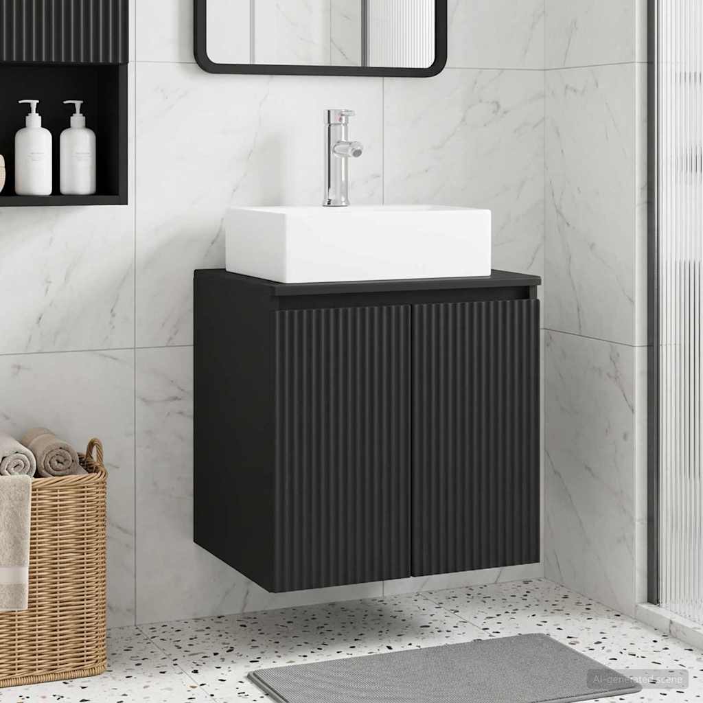 Vegghengt vaskeservant Svart 49,5 x 41 x 62,5 cm Konstruert tre