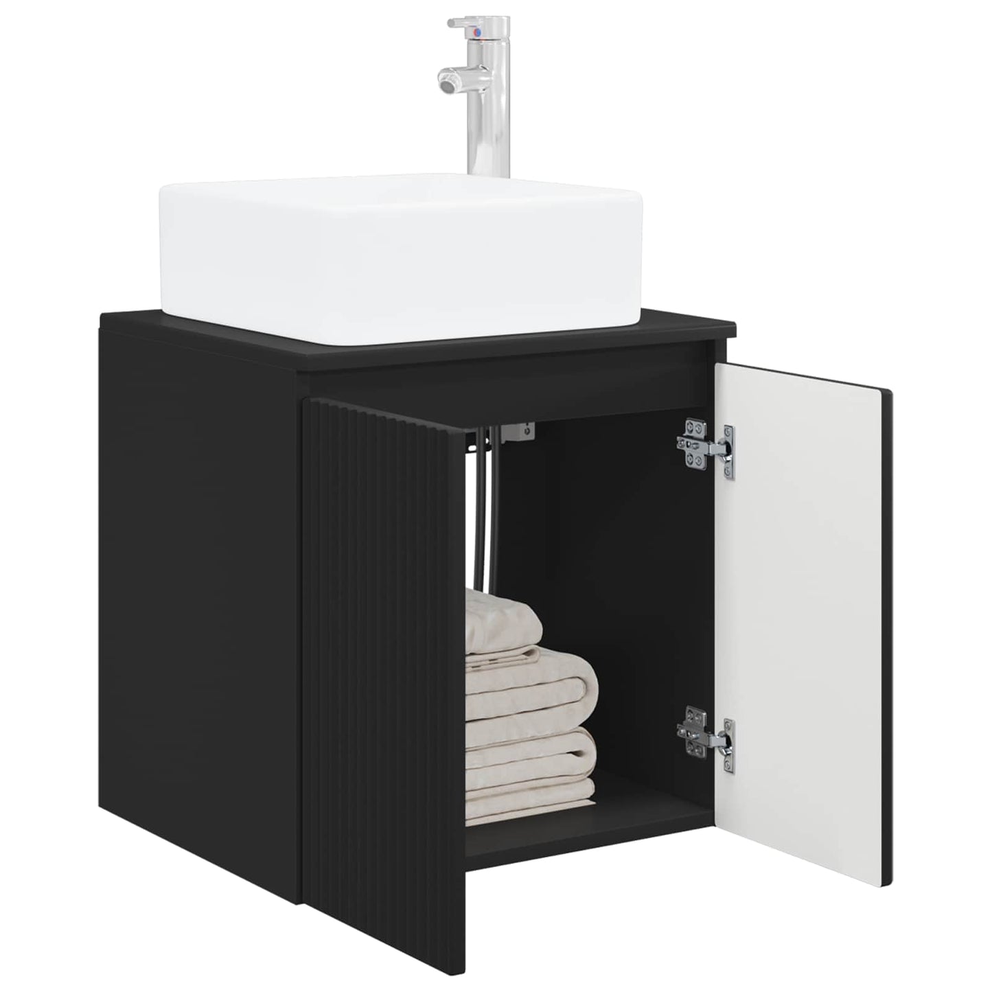 Vegghengt vaskeservant Svart 53 x 35 x 63 cm Konstruert tre