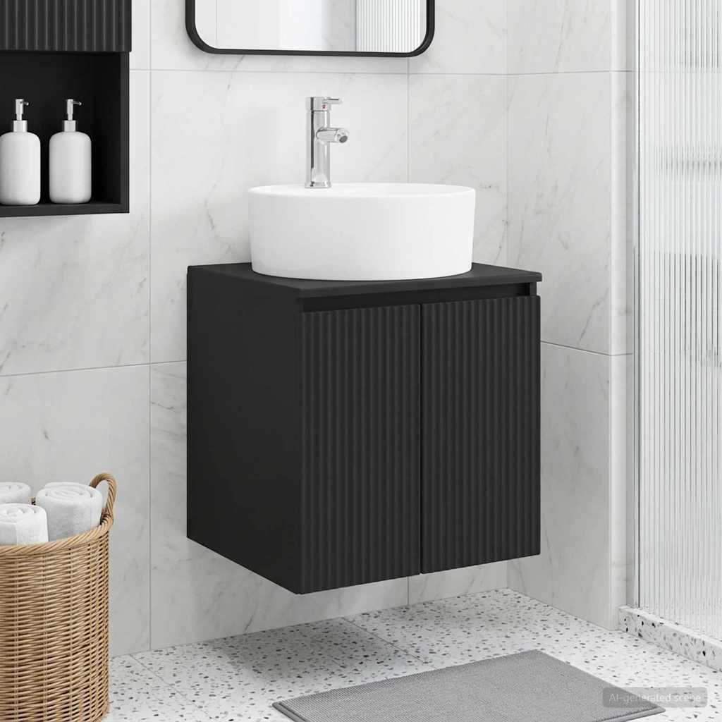 Vegghengt vaskeservant Svart 49,5 x 44,5 x 65 cm Konstruert tre