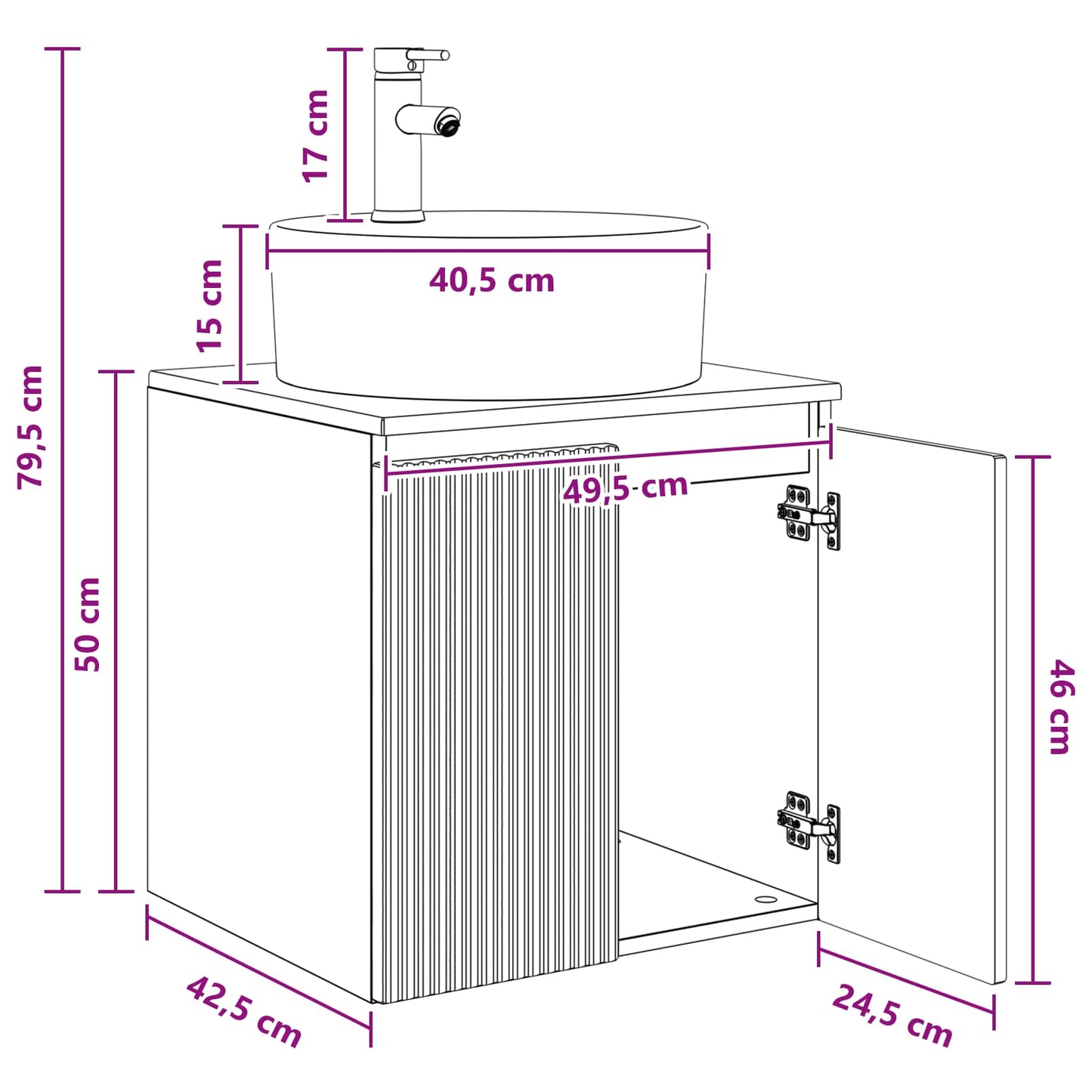 Vegghengt vaskeservant Artisan eik 49,5 x 44,5 x 65 cm