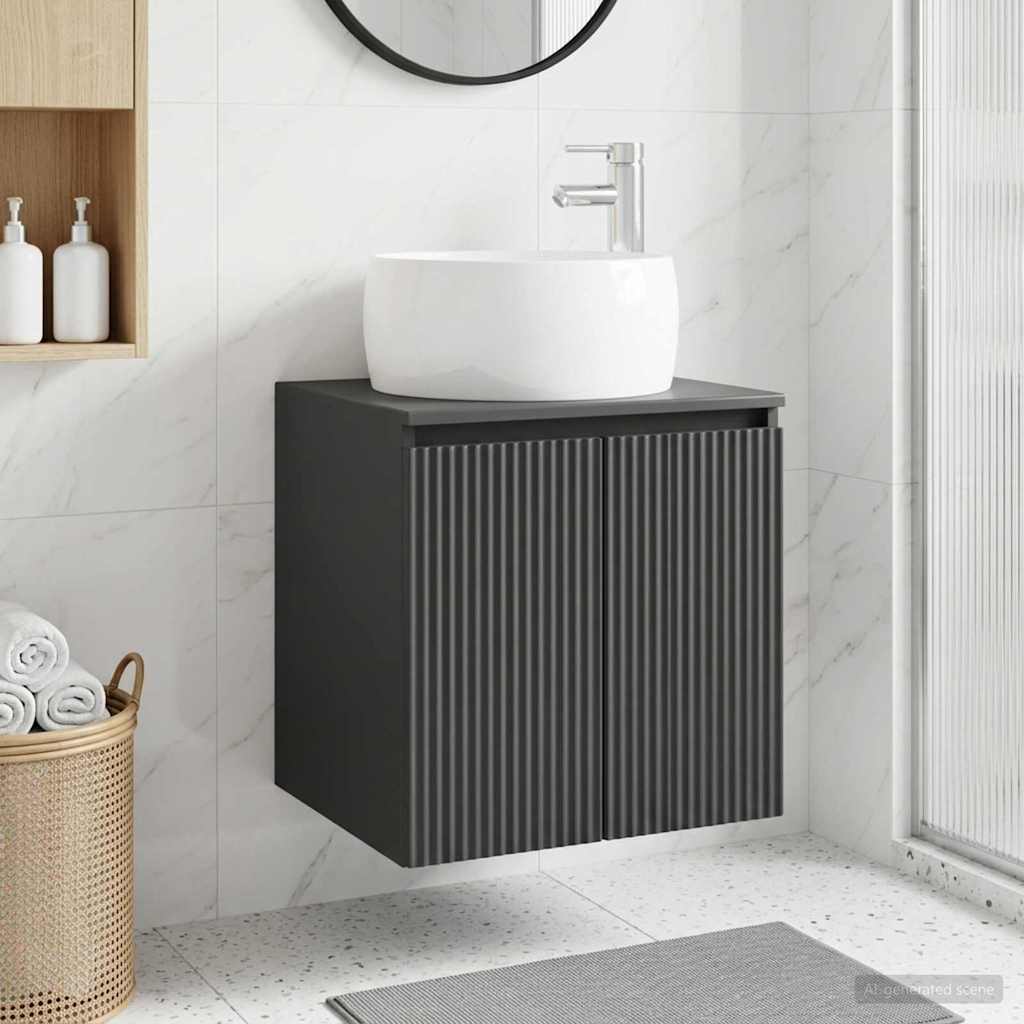 Vegghengt vaskeservant Svart 49,5 x 44,5 x 66 cm Konstruert tre