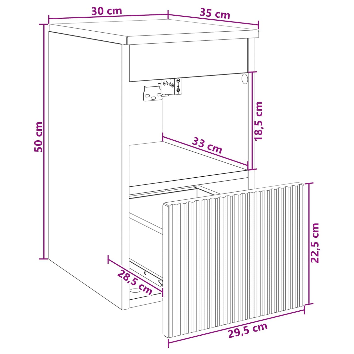 Baderomsskap Røkt Eik 30 x 35 x 50 cm Konstruert tre