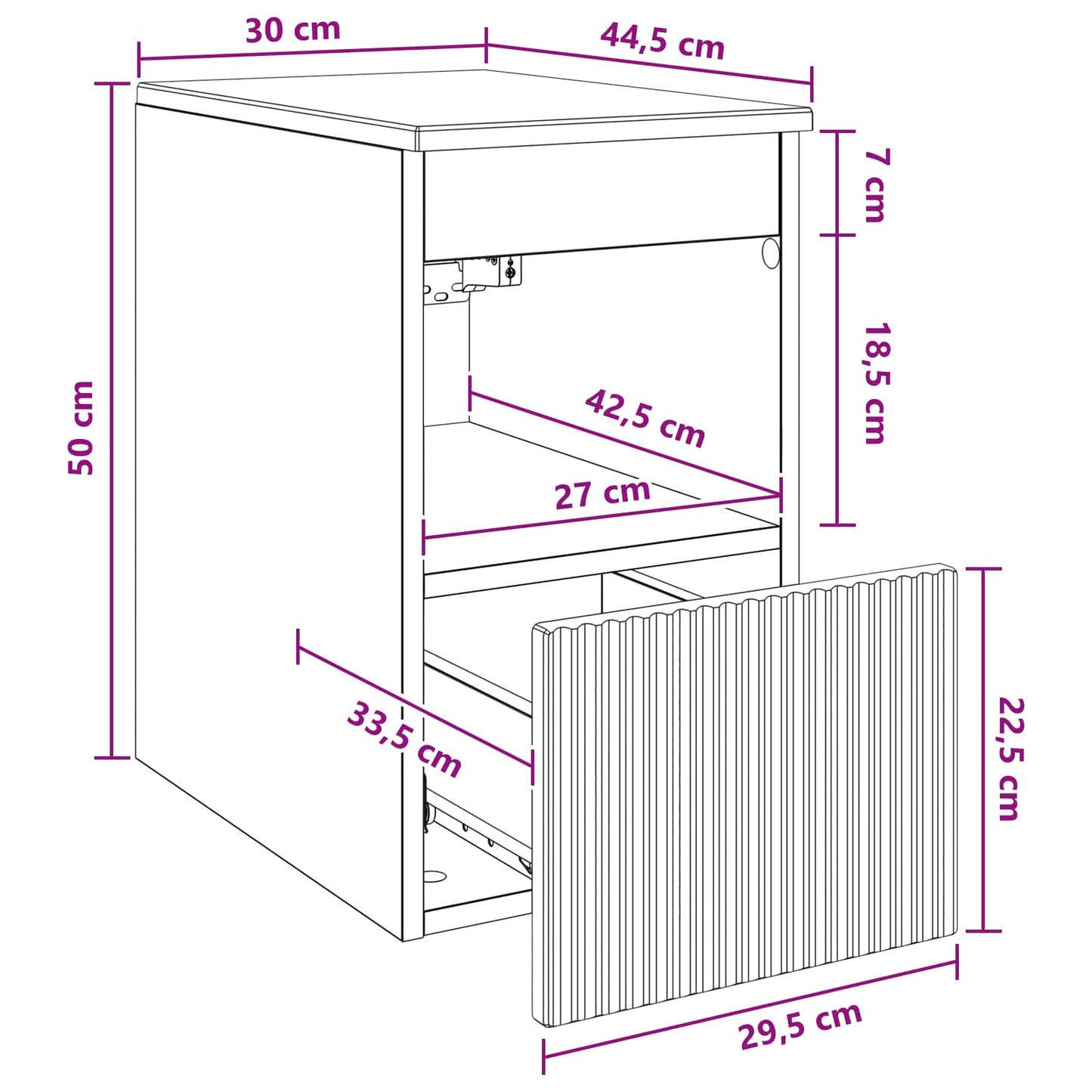 Baderomsskap Røkt Eik 30 x 44,5 x 50 cm Konstruert tre