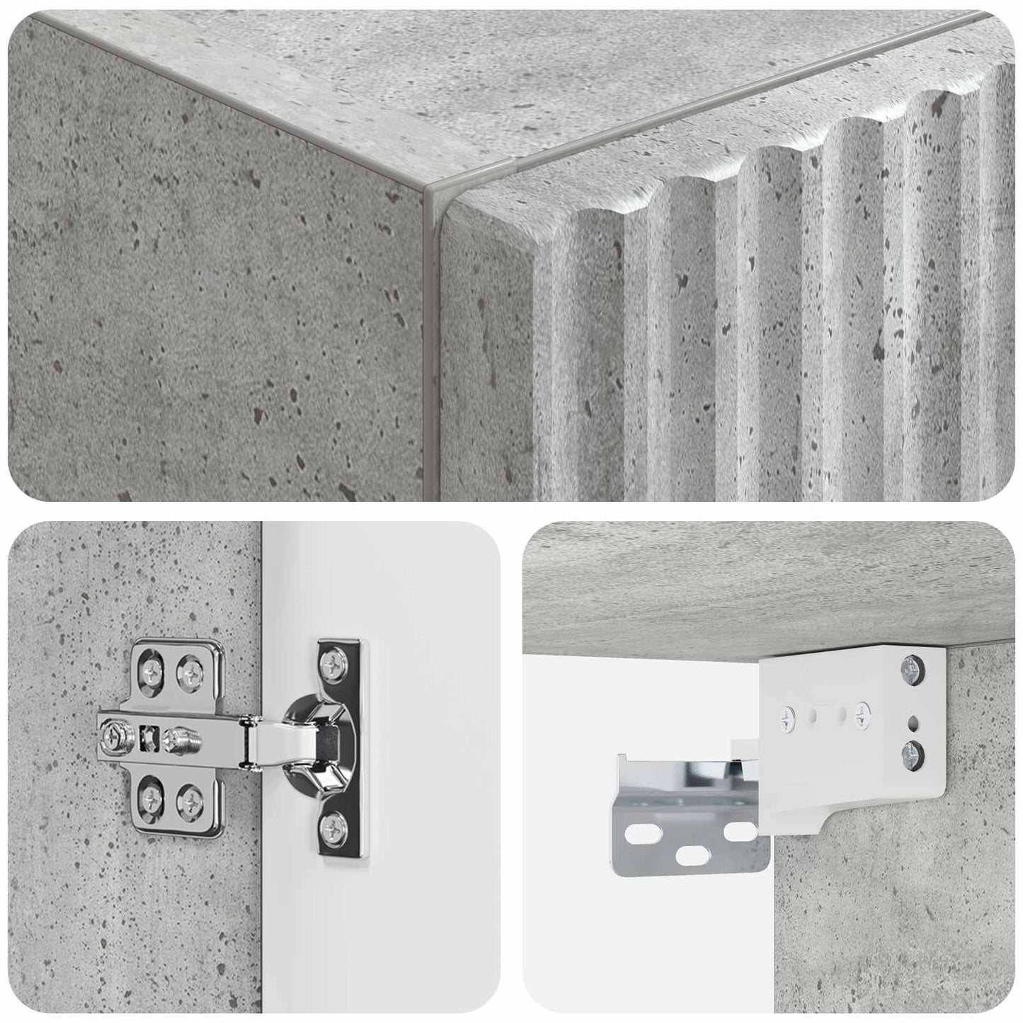 Vegghengt Badskap Betonggrå 33 x 34,5 x 160 cm Konstruert tre