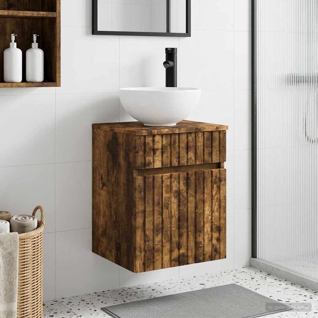 Vegghengt servantkommode Røkt Eik 39 x 35 x 63 cm