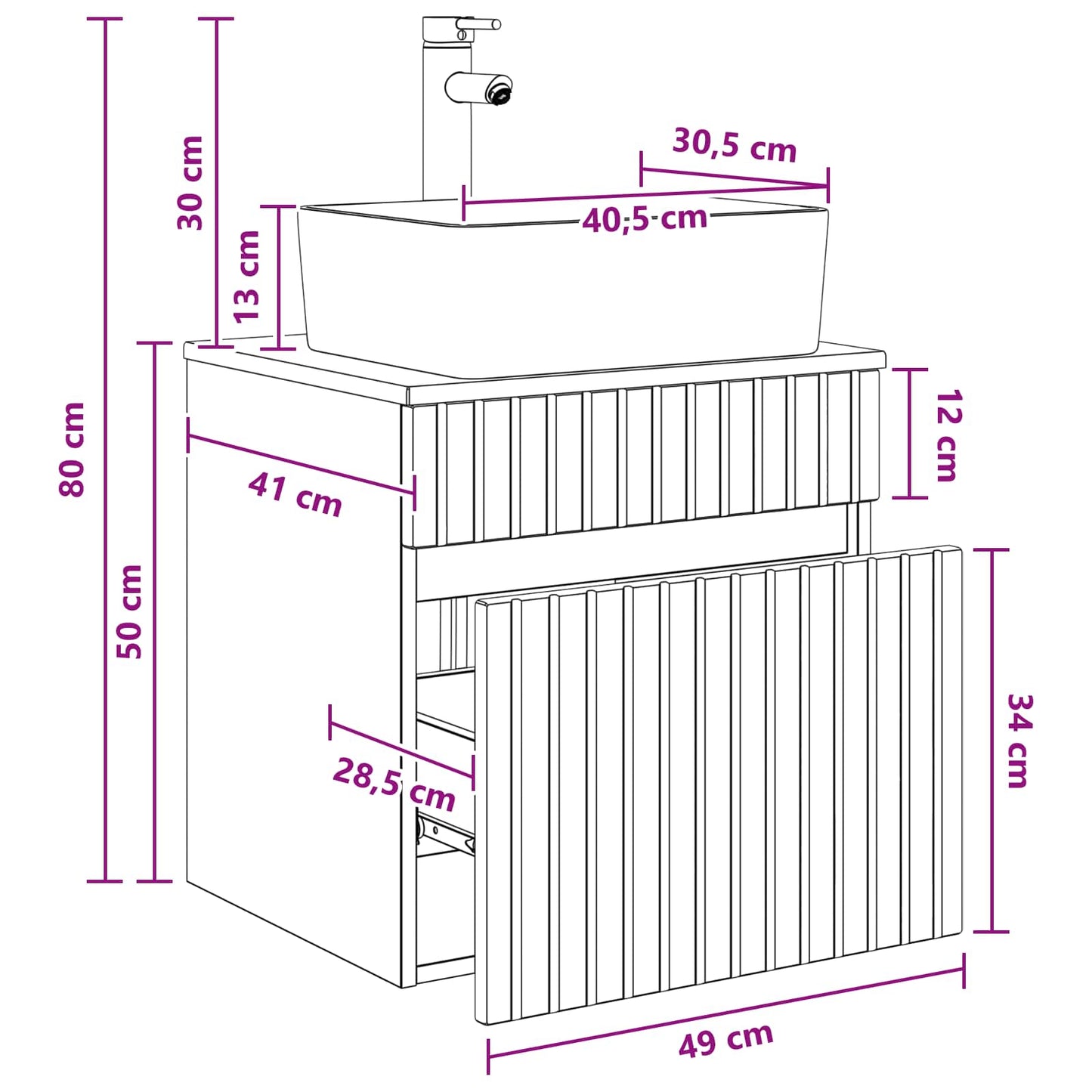 Vegghengt servantkommode Artisan eik 49 x 41 x 63 cm
