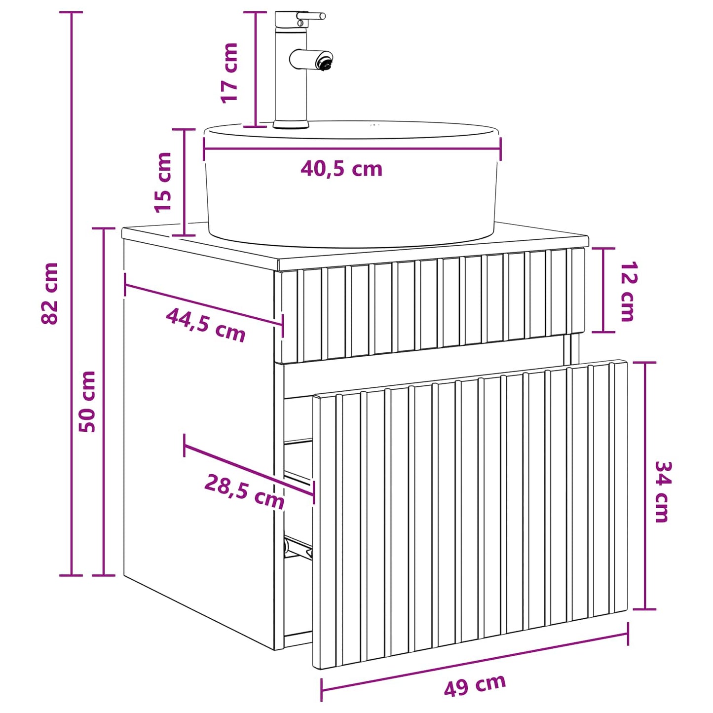 Vegghengt servantkommode Svart 49 x 44,5 x 65 cm Konstruert tre