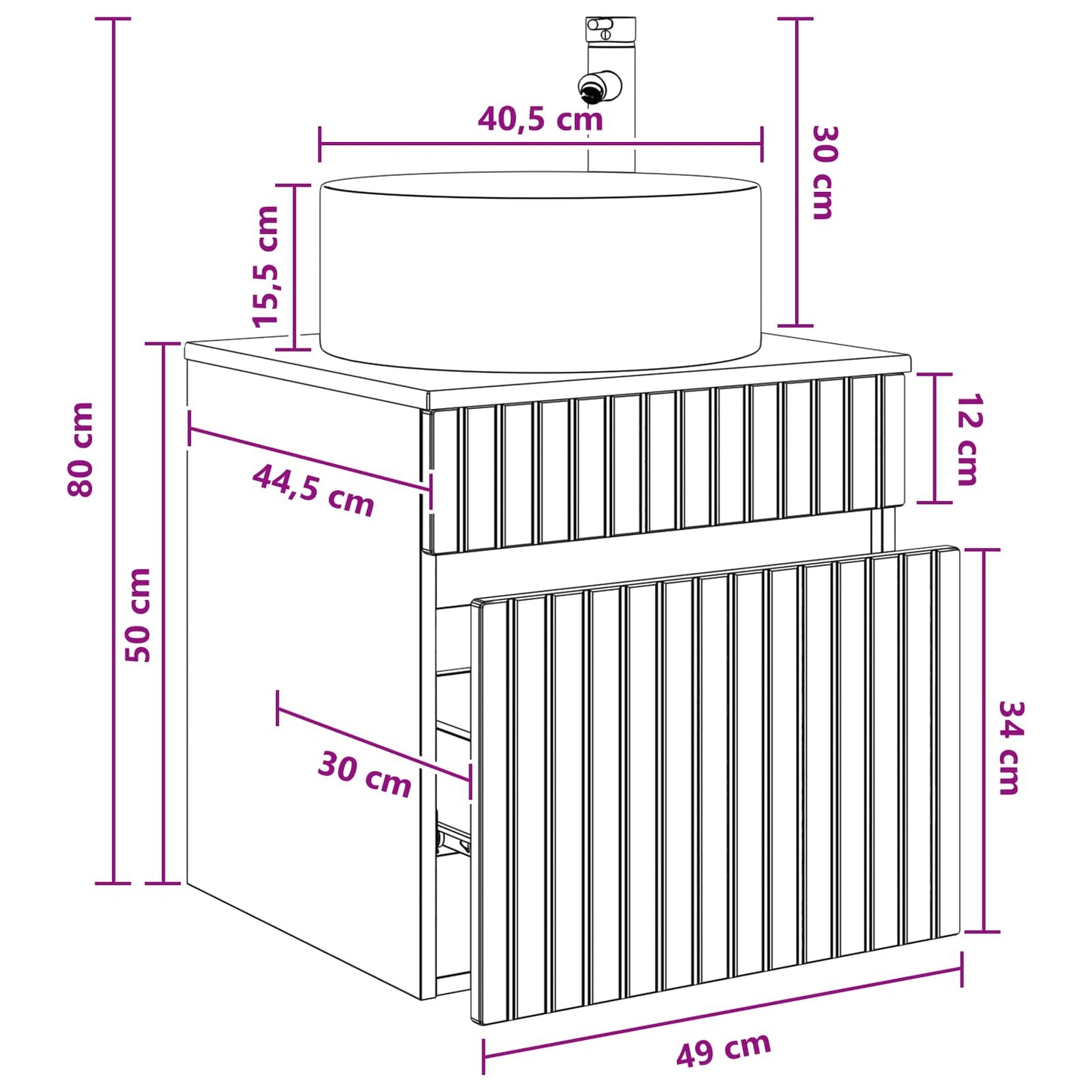 Vegghengt servantkommode Gammelt tre 49 x 44,5 x 65,5 cm