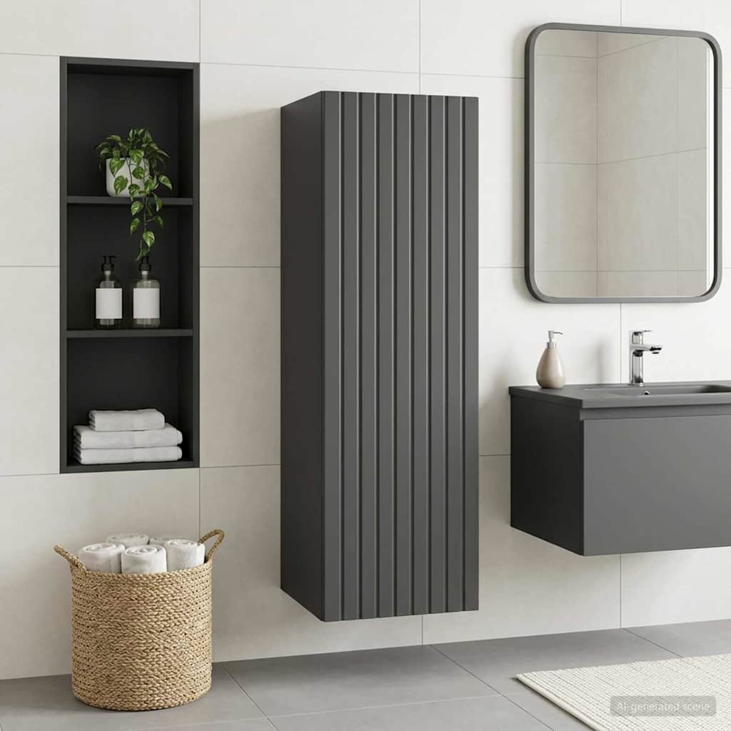 Vegghengt Badskap Svart 33 x 34,5 x 60 cm Konstruert tre