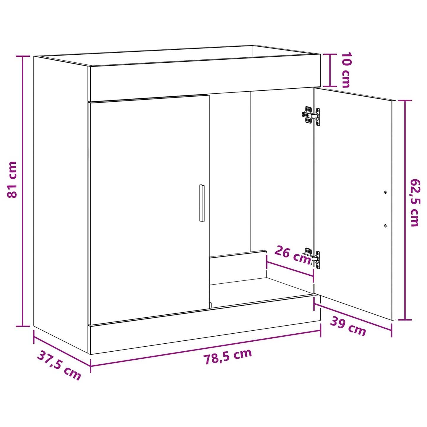 Badskapinet under vask Sonoma eik 78,5 x 37,5 x 81 cm