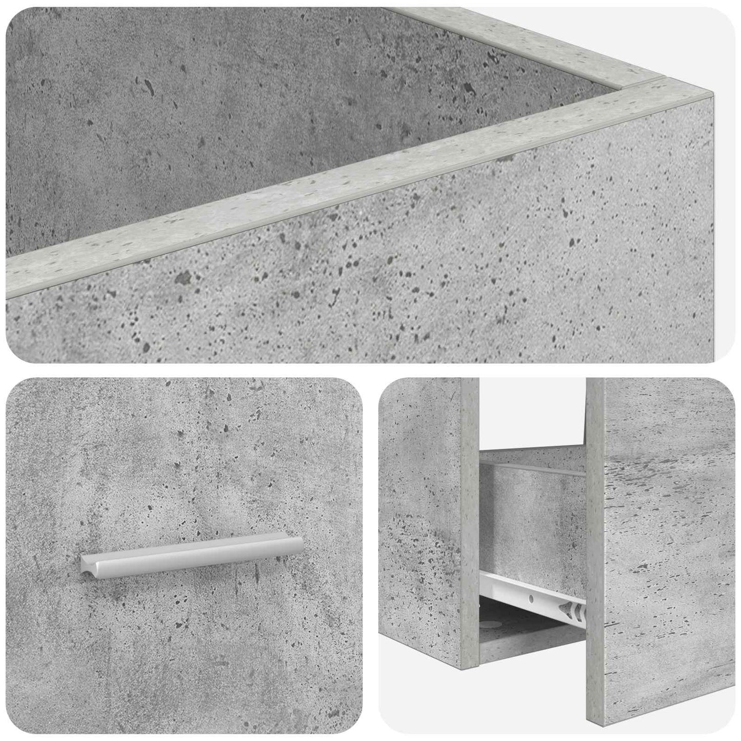 Badmøbel med vask Betonggrå 42 x 40 x 84,5 cm Konstruert tre