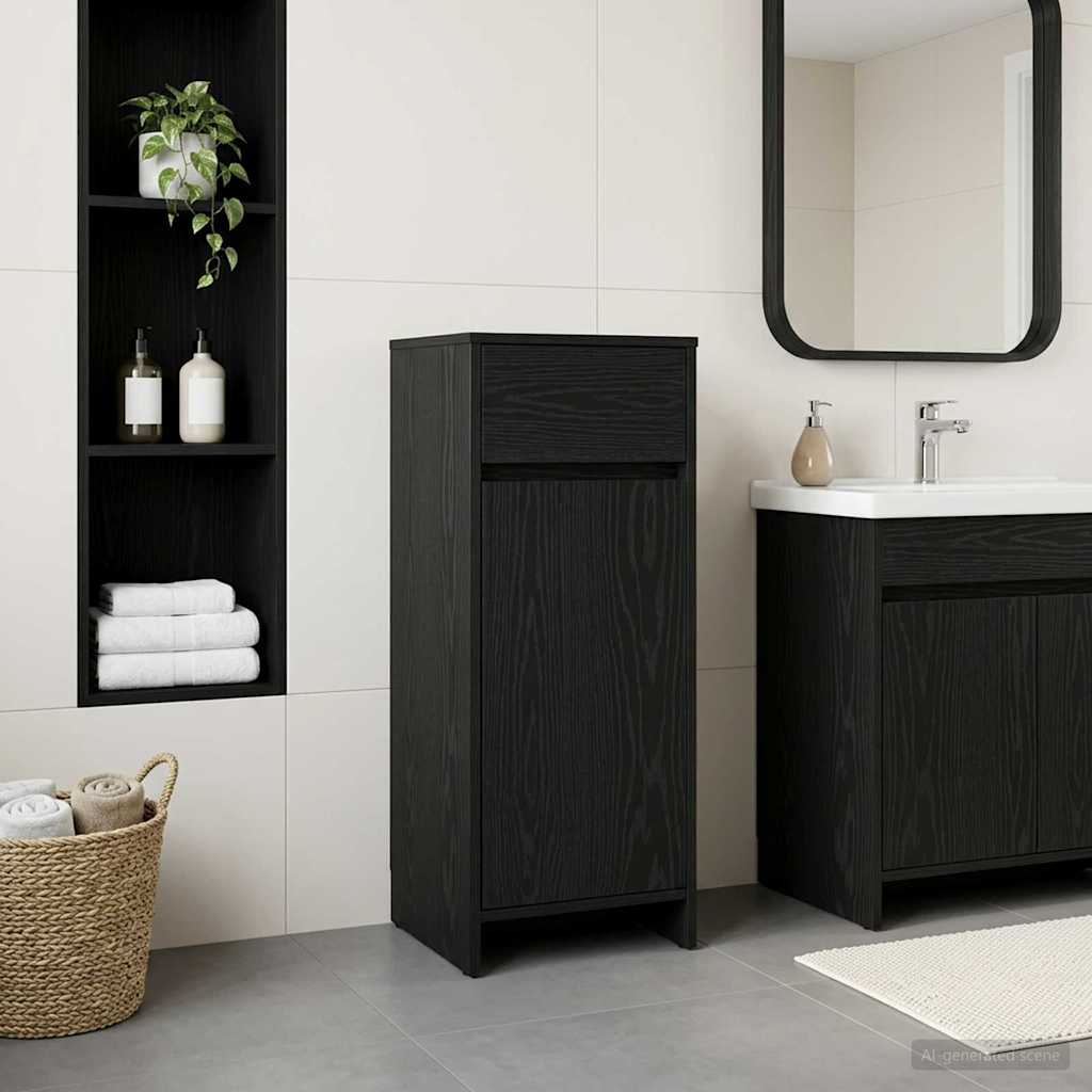 Baderomsskap Svart eik 35 x 36,5 x 85 cm Konstruert tre