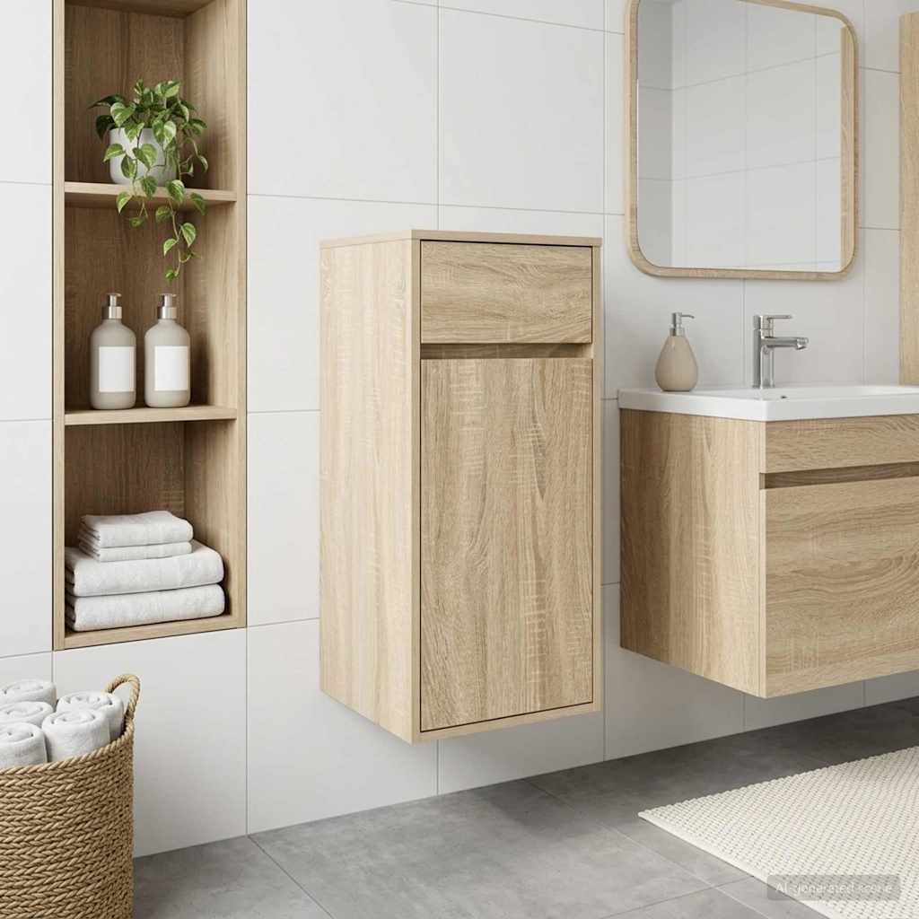Baderomsskap Sonoma eik 35 x 36,5 x 85 cm Konstruert tre