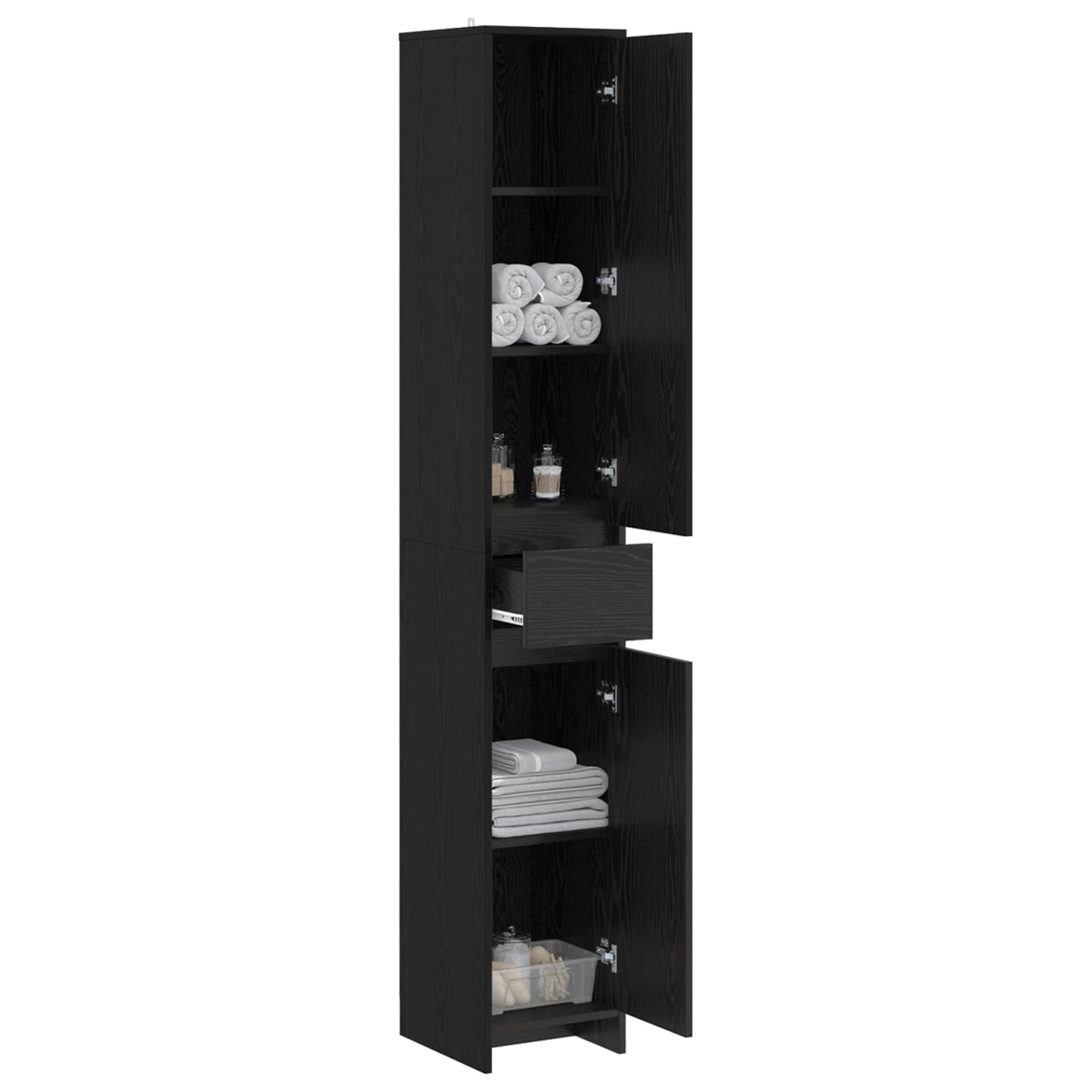 Baderomsskap Svart eik 30 x 33 x 190 cm Konstruert tre