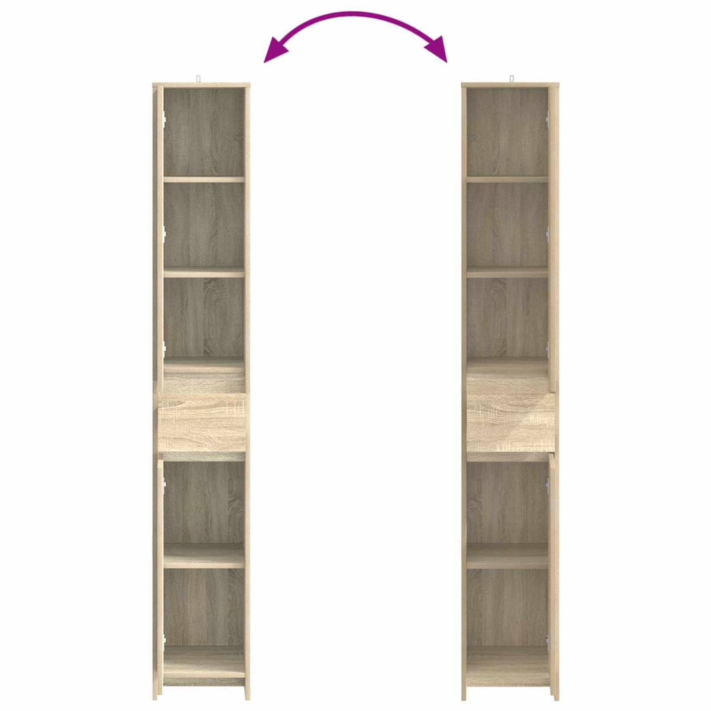 Baderomsskap Sonoma eik 30 x 33 x 190 cm Konstruert tre