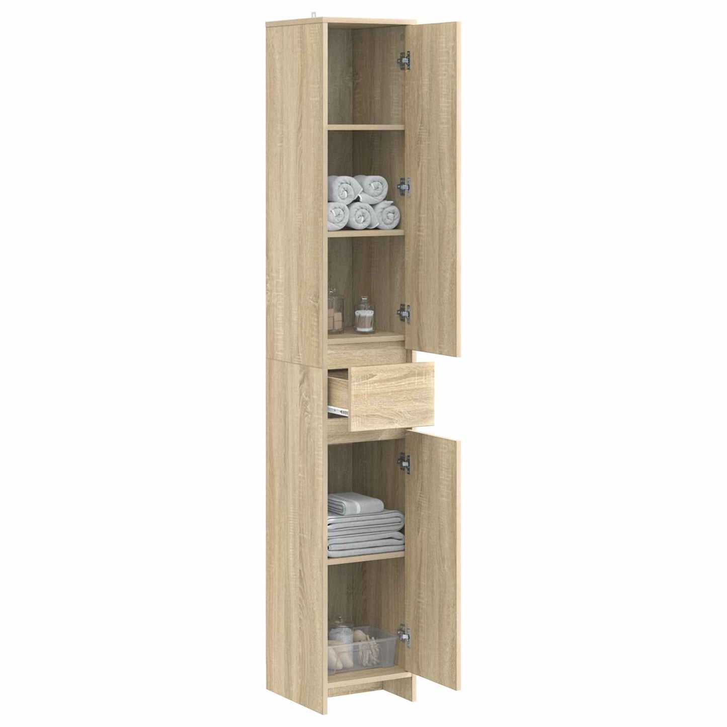 Baderomsskap Sonoma eik 30 x 33 x 190 cm Konstruert tre