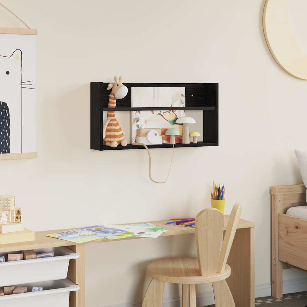 Magasinreol med hylle Svart Eik 60 x 12 x 30 cm Konstruert tre