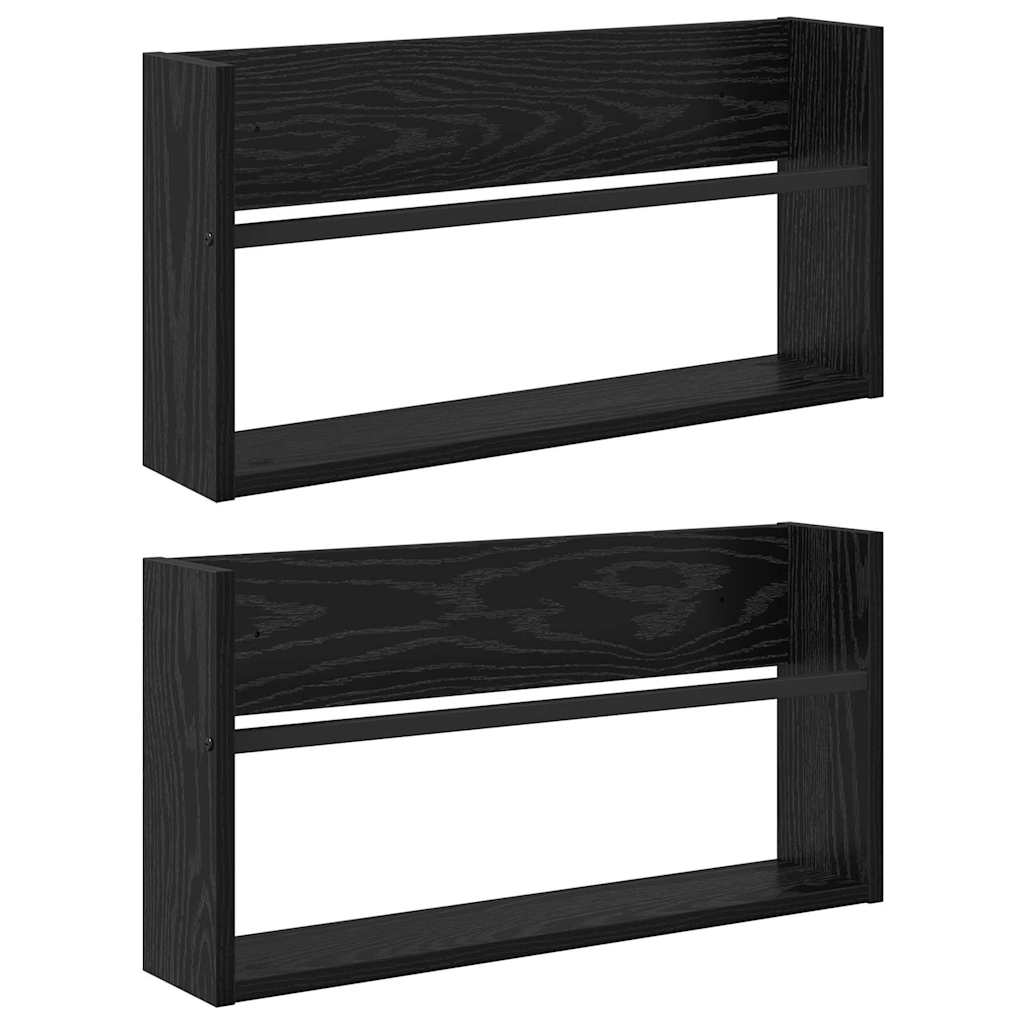 Magasinreol 2 pcs Svart Eik 60 x 12 x 30 cm Konstruert tre