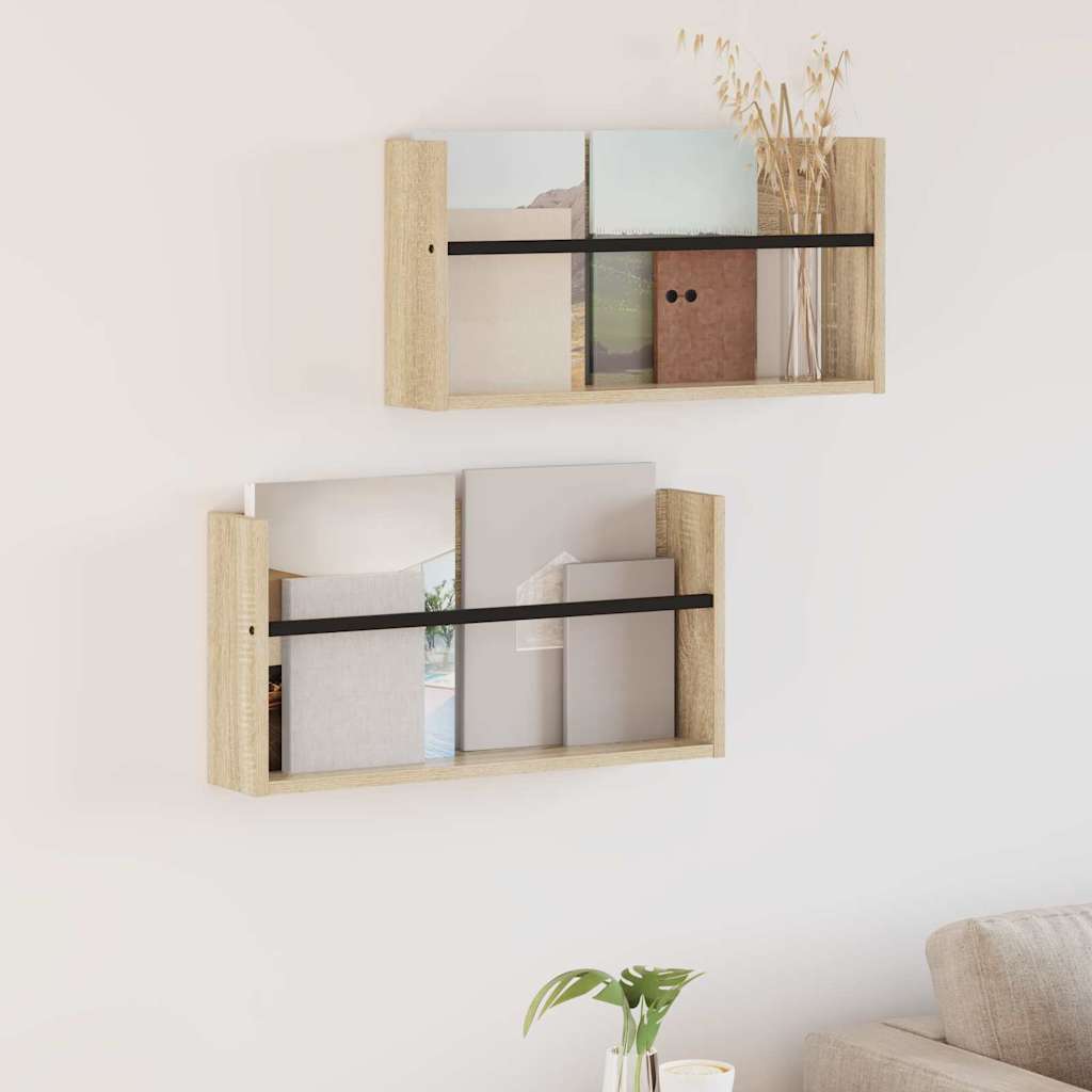Magasinreol 2 pcs Sonoma eik 60 x 12 x 30 cm Konstruert tre