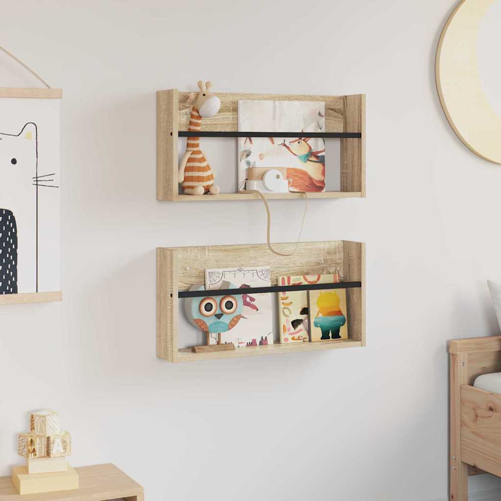Magasinreol 2 pcs Sonoma eik 60 x 12 x 30 cm Konstruert tre