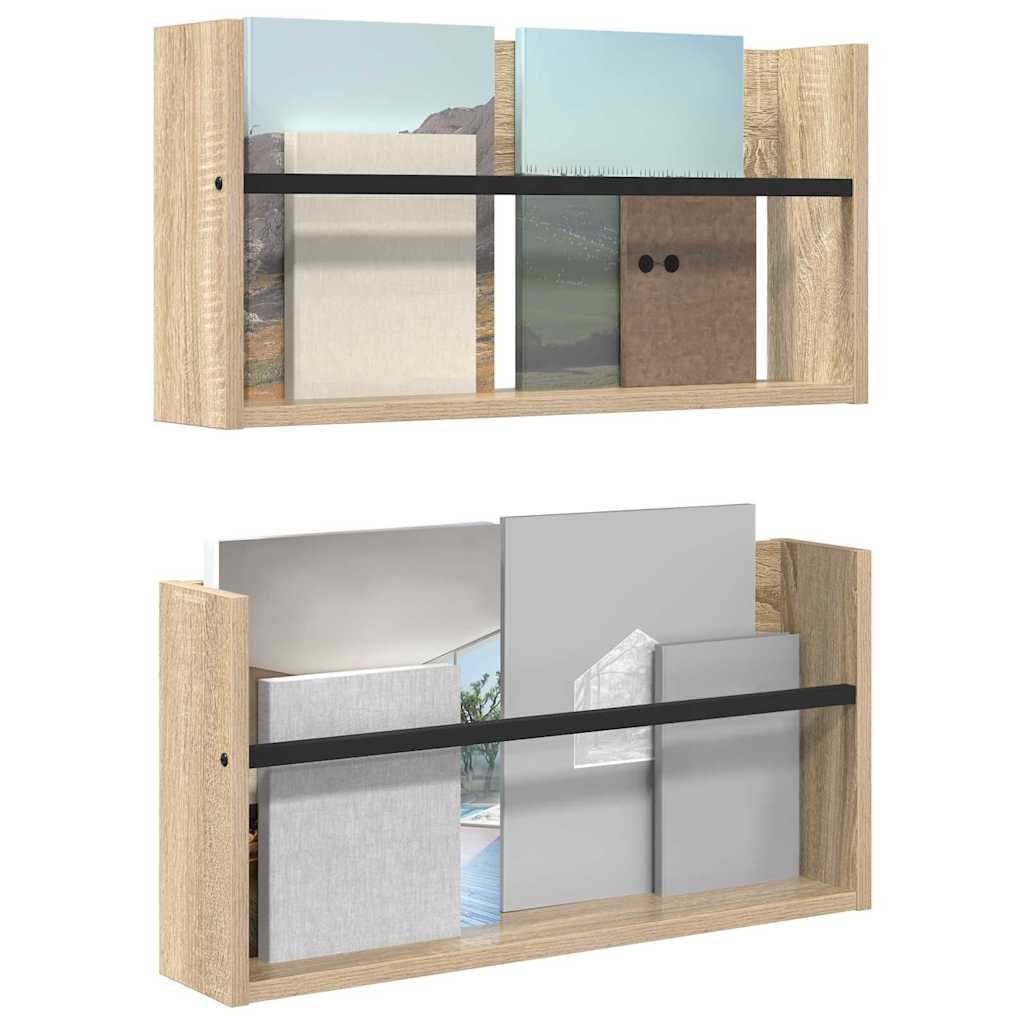 Magasinreol 2 pcs Sonoma eik 60 x 12 x 30 cm Konstruert tre