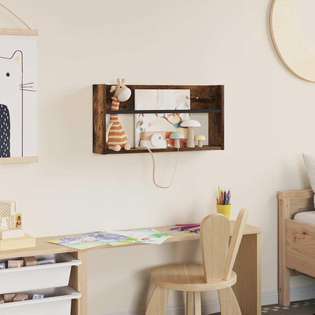 Magasinreol med hylle Røkt eik 60 x 12 x 30 cm Konstruert tre