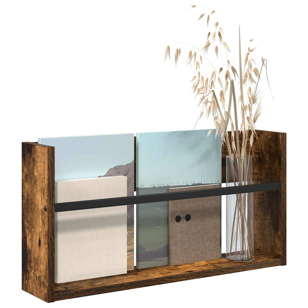 Magasinreol med hylle Røkt eik 60 x 12 x 30 cm Konstruert tre