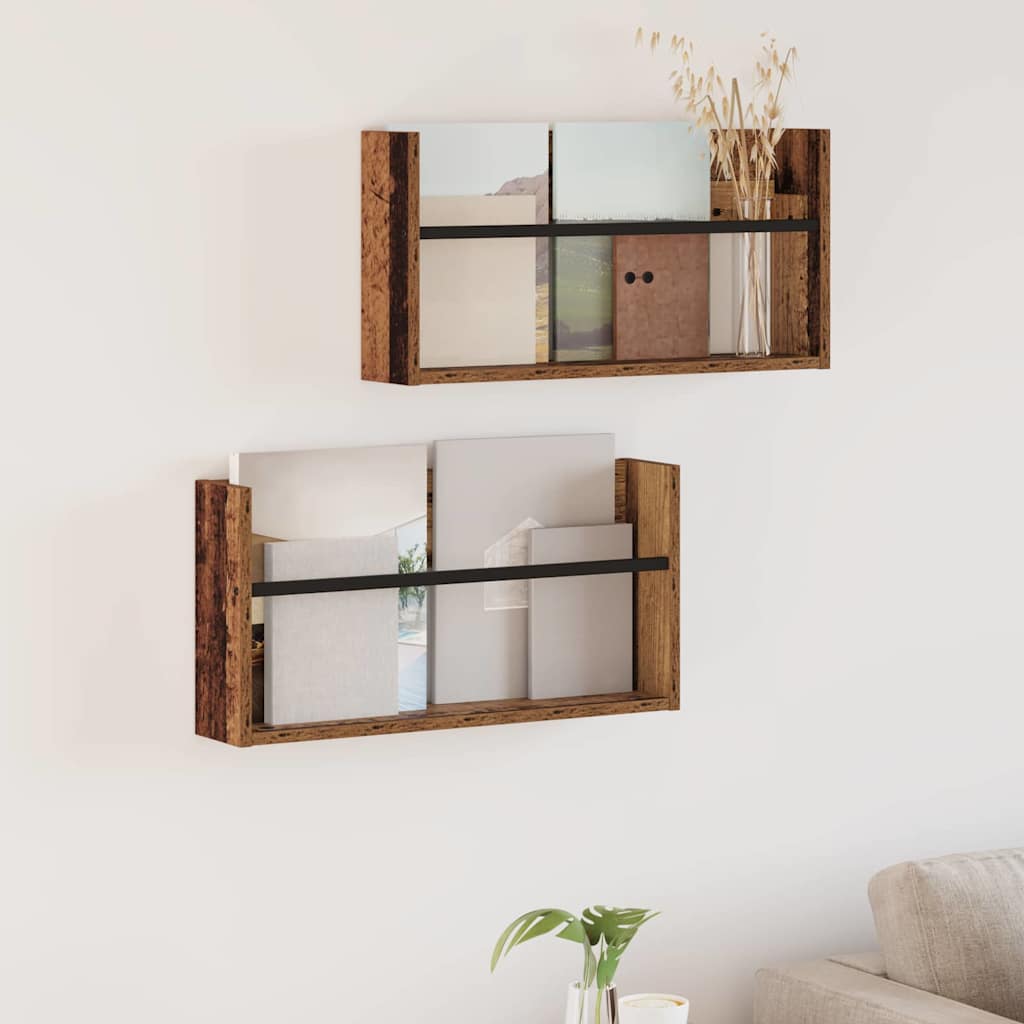 Magasinreol 2 pcs Gammelt tre 60 x 12 x 30 cm Konstruert tre