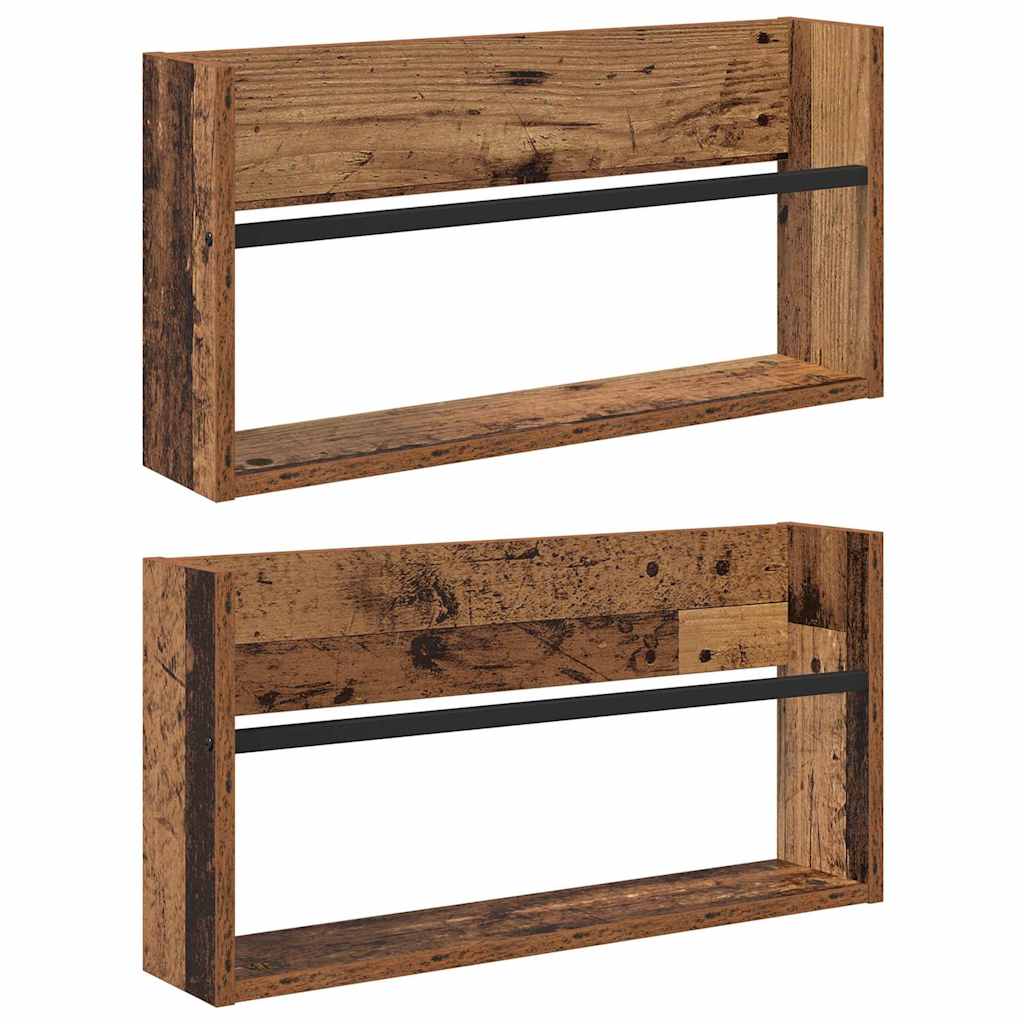 Magasinreol 2 pcs Gammelt tre 60 x 12 x 30 cm Konstruert tre