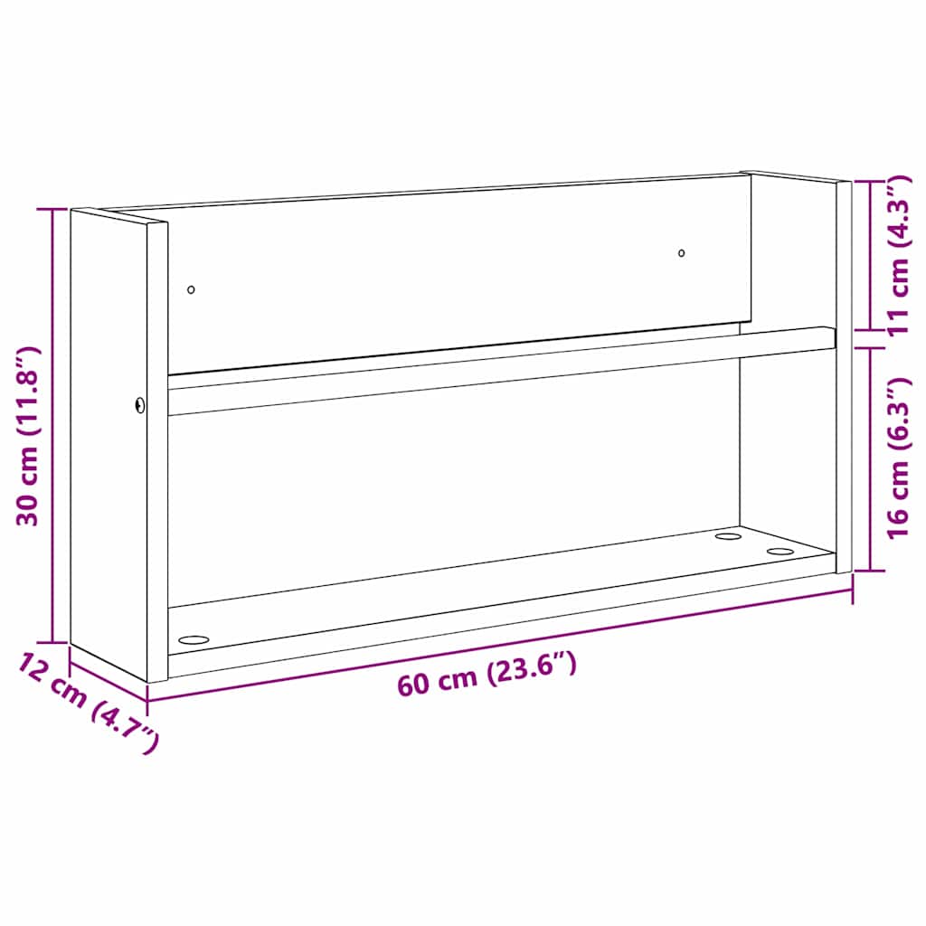 Magasinreol Artisan Eik 60 x 12 x 30 cm Konstruert tre