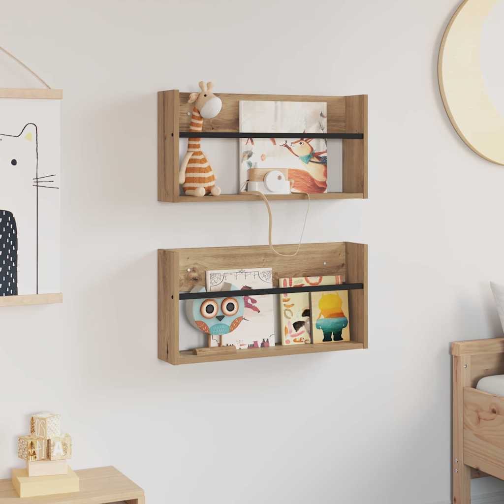Magasinreol 2 stk. Artisan Eik 60 x 12 x 30 cm Konstruert tre