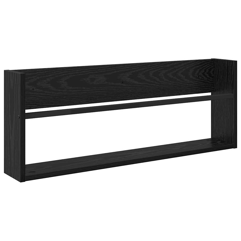 Magasinreol med hylle Svart Eik 80 x 12 x 30 cm Konstruert tre